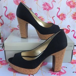 Jessica Simpson Black Cork Heels // Wedges